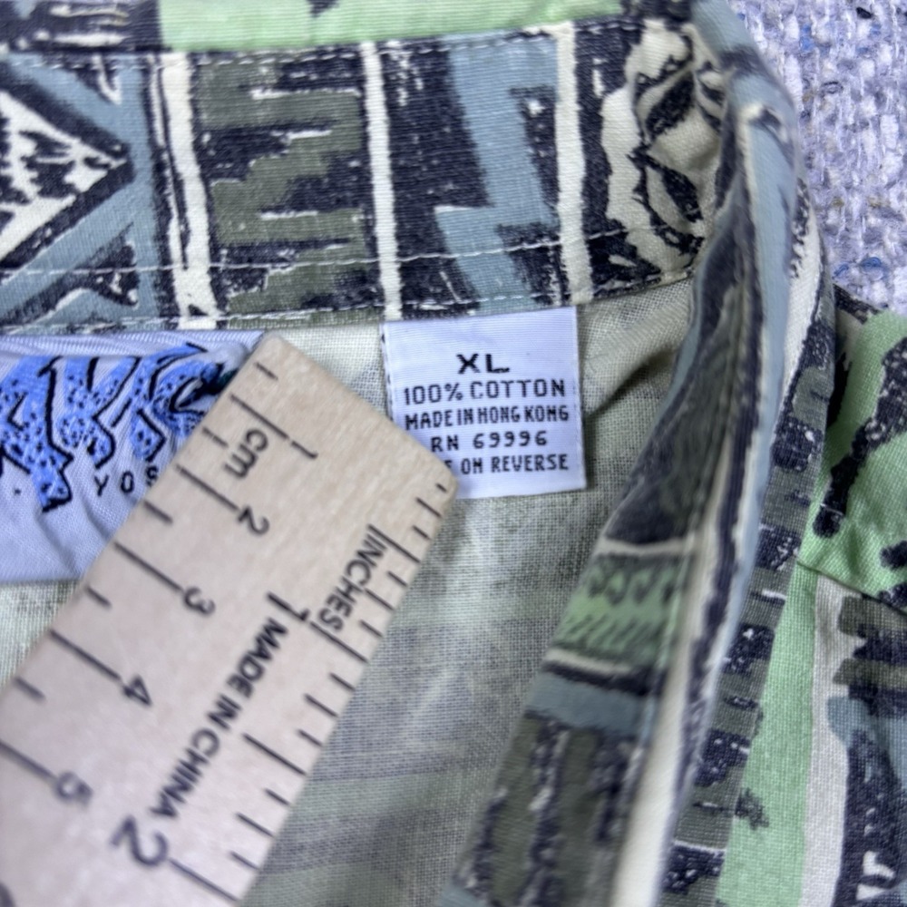 K Yoshio Geometric Abstract Button Up Shirt Mens XL Retro Festival VTG 90s - Picture 3 of 6